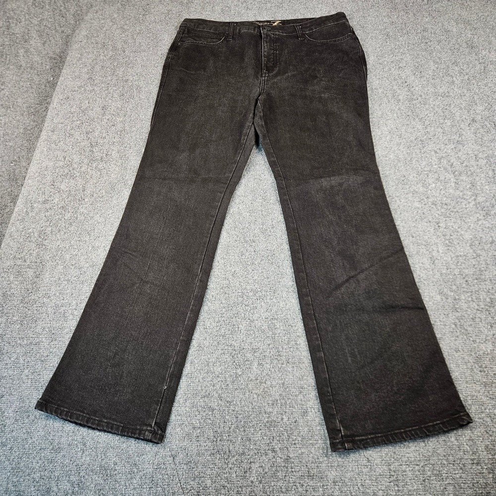 Seven7 Bombshell High Rise Bootcut Jeans Black Denim Size 16 Stretch Flare